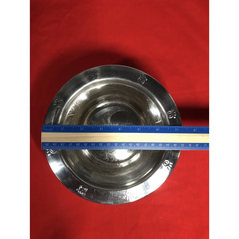 Silver Stainless Paw Prints Dog Bowl